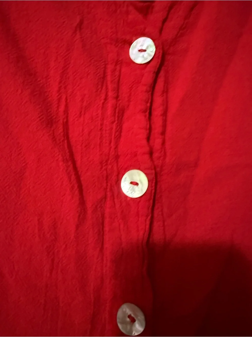 Oh My Gauze Red Cotton Button Front Crinkle Top Size 2 Made in Mexico